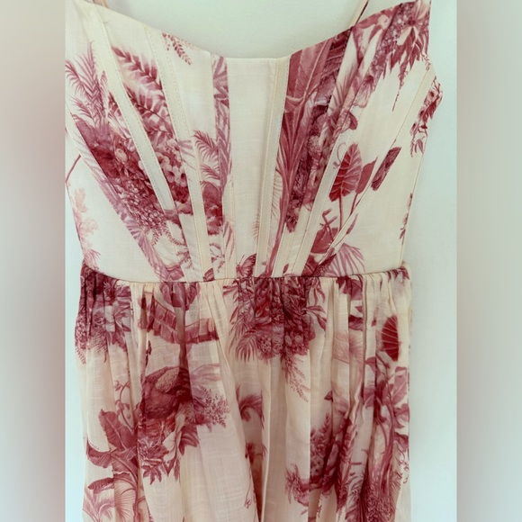 NWT ZIMMERMANN Pink Palm Waverly Corset Midi Dress Size OP - Picture 3 of 14